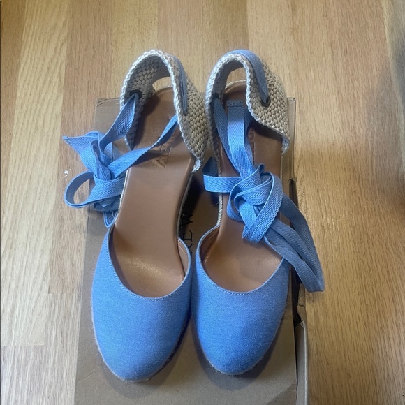 J. Crew Blue Espadrille Wedges - Picture 1 of 3